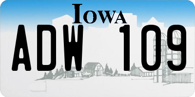 IA license plate ADW109