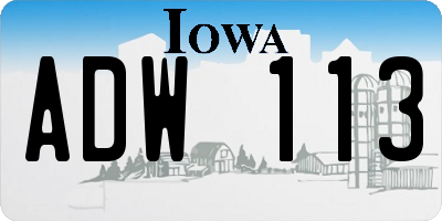 IA license plate ADW113