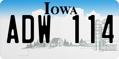 IA license plate ADW114