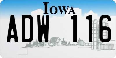 IA license plate ADW116