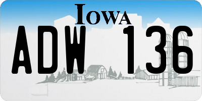 IA license plate ADW136