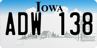 IA license plate ADW138
