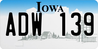 IA license plate ADW139