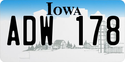 IA license plate ADW178