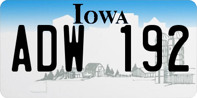 IA license plate ADW192