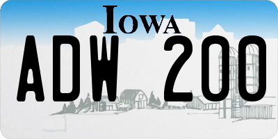 IA license plate ADW200