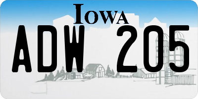 IA license plate ADW205