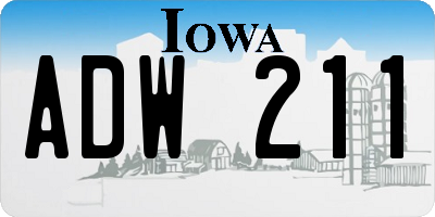 IA license plate ADW211