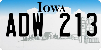 IA license plate ADW213