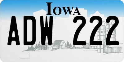 IA license plate ADW222