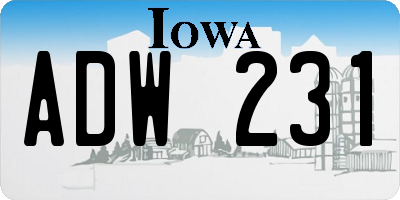 IA license plate ADW231