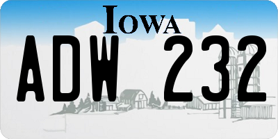 IA license plate ADW232