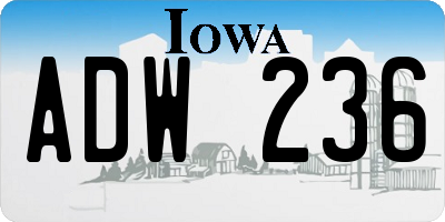 IA license plate ADW236
