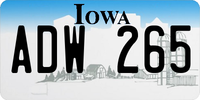 IA license plate ADW265