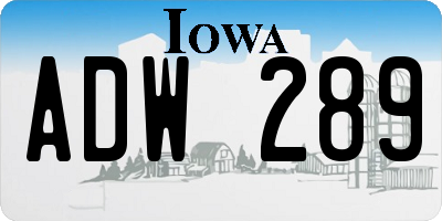IA license plate ADW289
