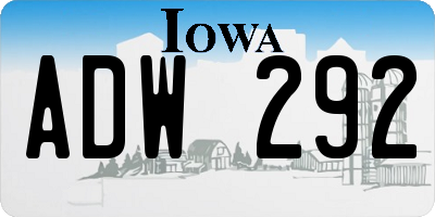 IA license plate ADW292