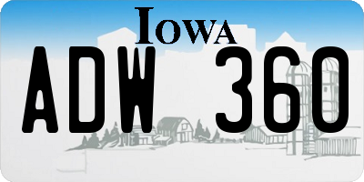 IA license plate ADW360