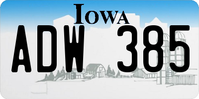 IA license plate ADW385