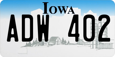 IA license plate ADW402
