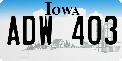 IA license plate ADW403