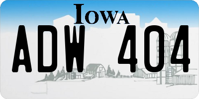 IA license plate ADW404