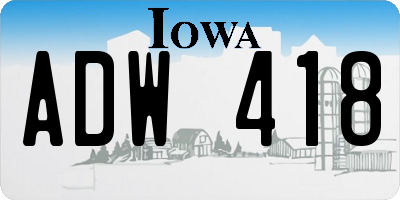 IA license plate ADW418