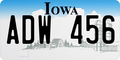 IA license plate ADW456