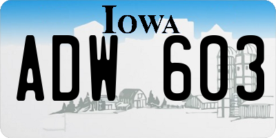 IA license plate ADW603