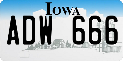 IA license plate ADW666