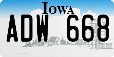 IA license plate ADW668