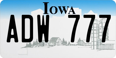 IA license plate ADW777