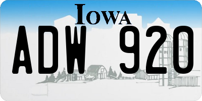 IA license plate ADW920