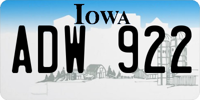 IA license plate ADW922