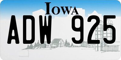 IA license plate ADW925