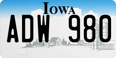 IA license plate ADW980