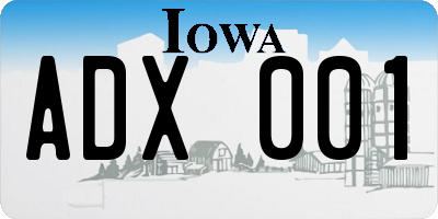 IA license plate ADX001