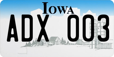 IA license plate ADX003