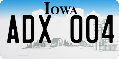 IA license plate ADX004