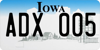 IA license plate ADX005