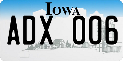 IA license plate ADX006