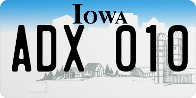 IA license plate ADX010