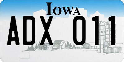 IA license plate ADX011