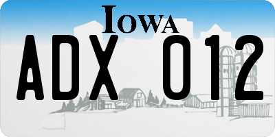 IA license plate ADX012