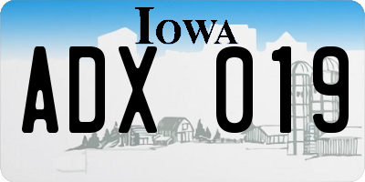 IA license plate ADX019