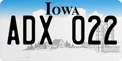 IA license plate ADX022