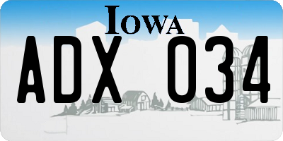 IA license plate ADX034