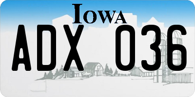 IA license plate ADX036