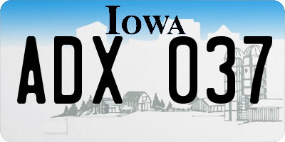 IA license plate ADX037