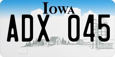 IA license plate ADX045