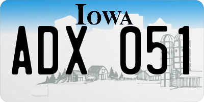 IA license plate ADX051